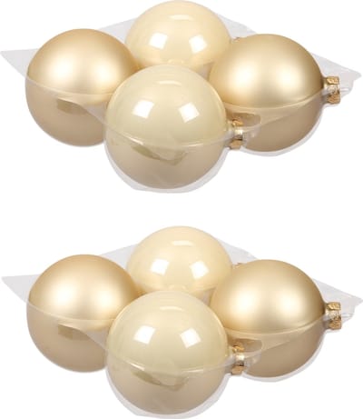 Othmar Decorations Kerstballen - 8x - champagne - D10 cm - glas - kerstversiering - Kerstboomversiering