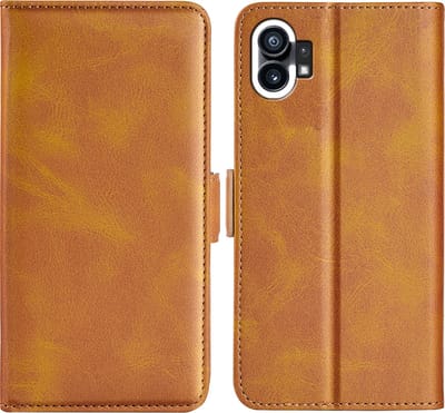 MobyDefend Hoesje - Geschikt voor Nothing Phone 1 - Luxe Wallet Book Case (Sluiting Zijkant) - Lichtbruin