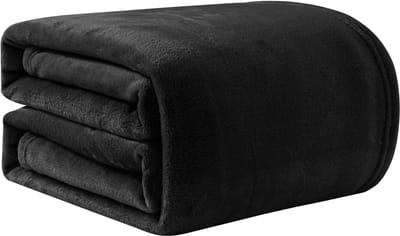Nite Fleece deken pluizige dekens 200 x 230 cm flanel warme zachte plaid voor bank bank sprei (zwart, kingsize)