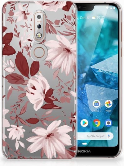 Hoesje maken Nokia 7.1 Watercolor Flowers