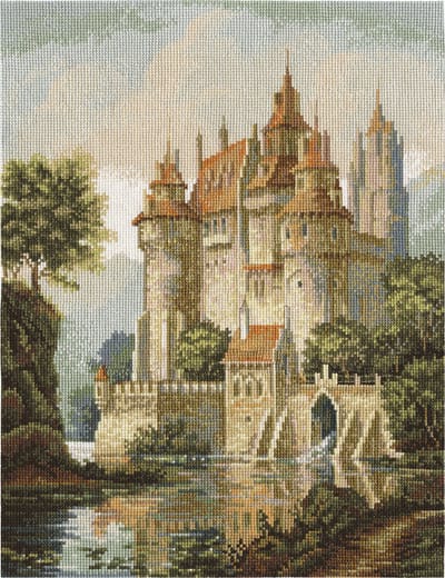 PANNA Borduurpakket Kasteel in de bergen ZU-1280 - Kruissteek - Borduren voor volwassenen - Aida