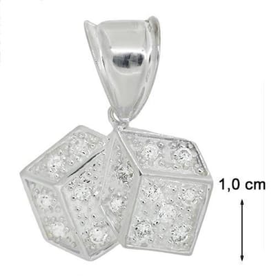 Blinx Jewels Zilveren Hanger Dobbelstenen Stenen Zirkonia