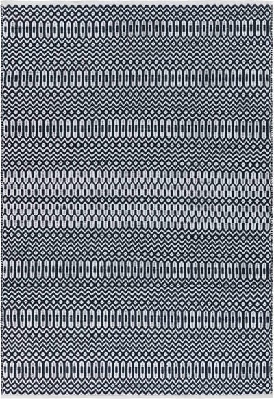 Easy Living - Easy Living Halsey Black Vloerkleed - 160x230  - Rechthoek - Buiten,Laagpolig Tapijt - Modern - Wit, Zwart, Zwart_wit