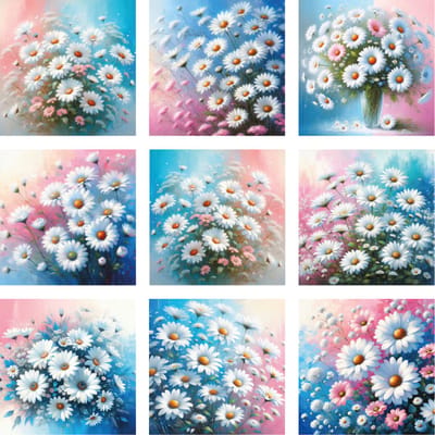 9 stuks 15x15cm tegelstickers madeliefjes - bloemen - badkamer, keuken en toilet - zelfklevend - peel and stick - decoratiestickers - plakfolie stickers - backsplash