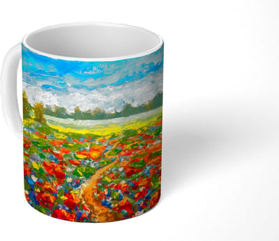 Mok - Koffiemok - Schilderij - Olieverf - Bloemen - Natuur - Mokken - 350 ML - Beker - Koffiemokken - Theemok