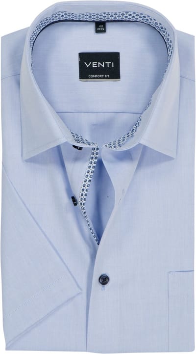 VENTI CASA MODA comfort fit overhemd - korte mouw - structuur - lichtblauw - Strijkvrij - Boordmaat: 40 (EU maat: M)