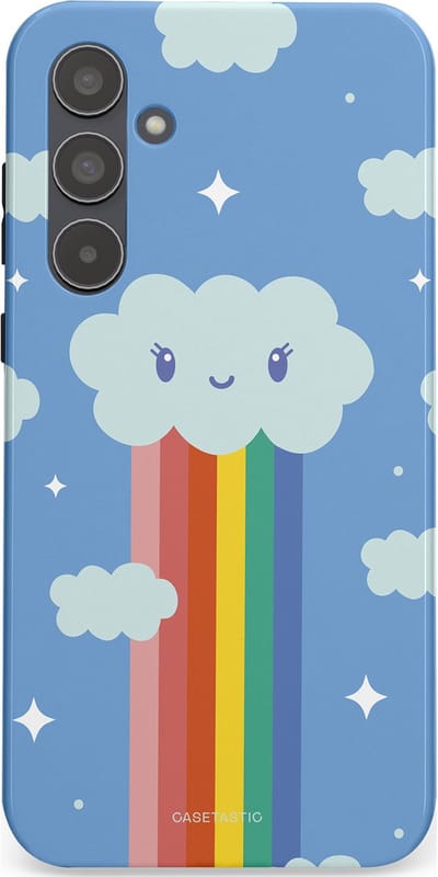 Casetastic Hoesje Geschikt voor Samsung A55 - Stijlvolle Beschermende Duo-layer Case - Regenboogwolkje