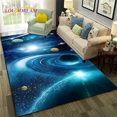 Galaxy Planeet Ster 3D Heelal Ruimte Tapijt Vloerkleed voor Huis Woonkamer Slaapkamer Bank Deurmat Decor, Kindervloerkleed Antislip Vloermat 40x60cm