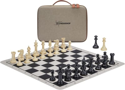 Schaakset - Toernooi schaakbord - Strategisch spel - Opvouwbaar bord - 45x45 cm - Zwart wit