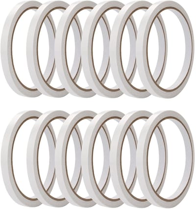 12 Rollen Sterke Dubbelzijdige Plakband voor Creatieve Projecten, Zelfklevende Tape, 6 mm Dubbelzijdig voor Papier, Hout en Glas (10 Meter/Rol)