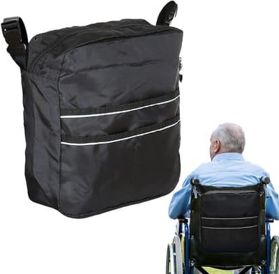 Rolstoeltas - Opbergtas - Mobiliteit Ondersteuning - Reflecterende Strepen - 30.5 x 11.5 cm - Zwart
