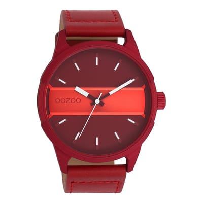 OOZOO Timepieces - Dahlia/vuur rode OOZOO horloge met dahlia rood leren band - C11231