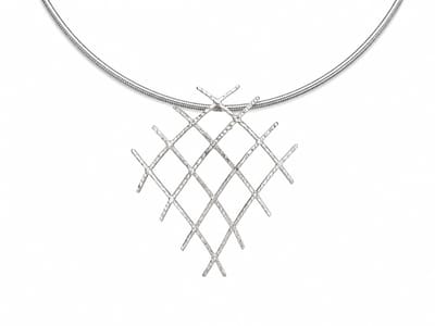Mbrace 925 Sterling Zilveren Design Hanger – Handgemaakt Open Raster Motief – Grote Artistieke Hanger 8 x 7,5 cm – Moderne Statement Hanger voor Dames