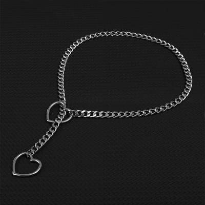 Cosplay Hart Slipketting Punk Rock Ketting Roestvrij Staal Cubaans Lange Ketting Trendy Eenvoudig Verstelbare Y-Ketting gray