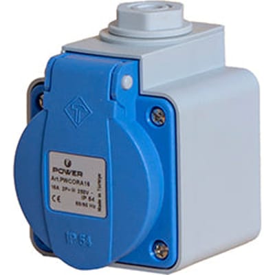 16A Opbouw Voedingssocket IP54 Grijs Blauw - PWCORA16 [2 Stuks]