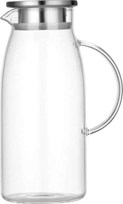 House of Husk Schenkkan - Glazen Waterkan - Waterkaraf voor Fruitwater - Multifunctionele Decanteer Karaf - Kan met Deksel - 1.8L