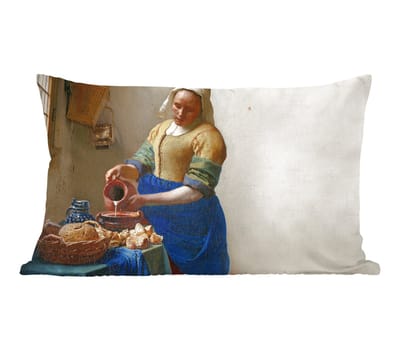 Sierkussens - Kussentjes Woonkamer - 60x40 cm - Het melkmeisje - Kunst - Oude meesters - Vermeer