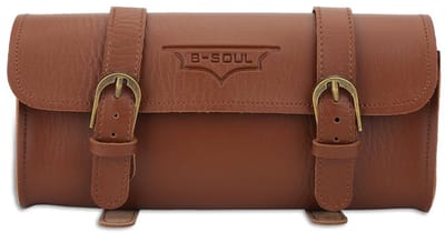 Waterproof Bicycle Handlebar Bag - Brown Leather Storage Bag for Mountain Bike Parts - Cycling Accessories Bag .
