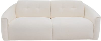 Vente-unique Vierzitsslaapbank express in wit boucléstof - Slaapoppervlak 160 cm - Matras 13 cm traagschuim ASUFA