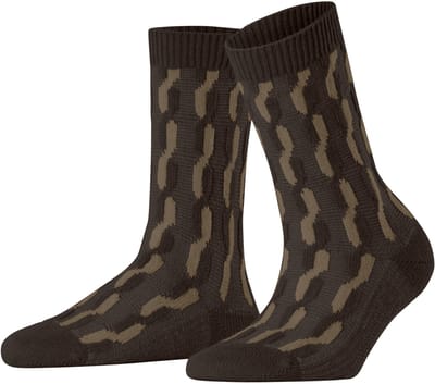 FALKE Tress Lock gedessineerd wol kasjmier sokken dames bruin - maat 35-38