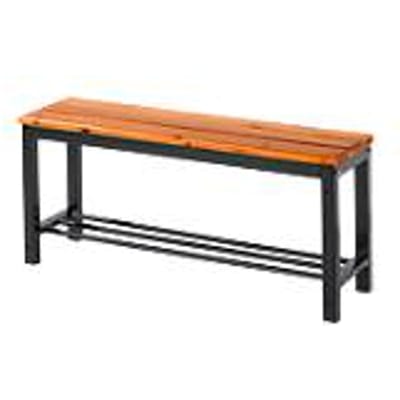Houten zitbank voor kleedkamers - L 1000 x D 310 x H 450 mm - zwart onderstel