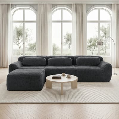 L-vormige modulaire bank - frameloze bank - geen montage nodig - met kussens - antislipbodem - voor woonkamer en studeerkamer - grijs
