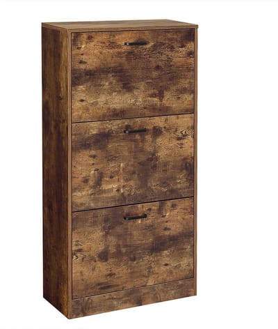Nancy's Forks Schoenenkast - Organizer - 3 Klapdeuren - Bruin - Bewerkt Hout - 60 x 24 x 120 cm