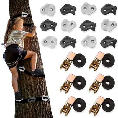 HyperMotion Boomklimset 18 Elementen Klimhandgrepen Tuinspeelgoed voor kinderen Motorische beweging 3+