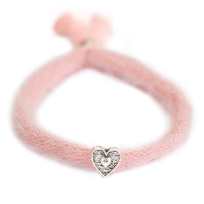 Armband fluffy roze zilver