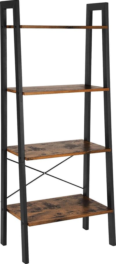 ACAZA Boekenkast - Boekenrek - 4 Legplanken - 136 x 56 x 34 cm - Industriele Kast - Vintage Bruin en Zwart