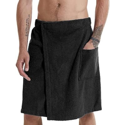 Heren Badjas Badhanddoek Verstelbare elastische taille Homewear Nachtjapon Zak Buitensporten Zwemmen Gym Spa Handdoek M