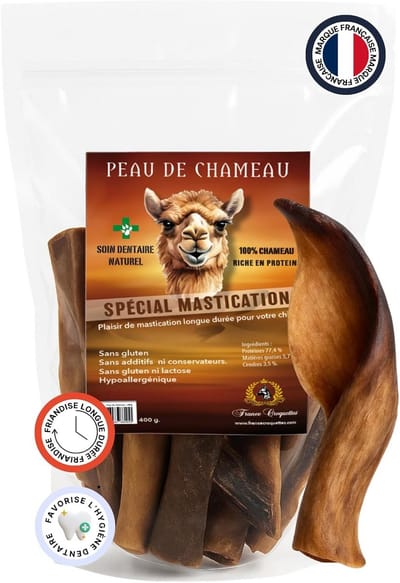 Natuurlijke Gedroogde Kameelhuid voor Honden (400g) - Hypoallergeen & Eiwitrijk Kauwsnack