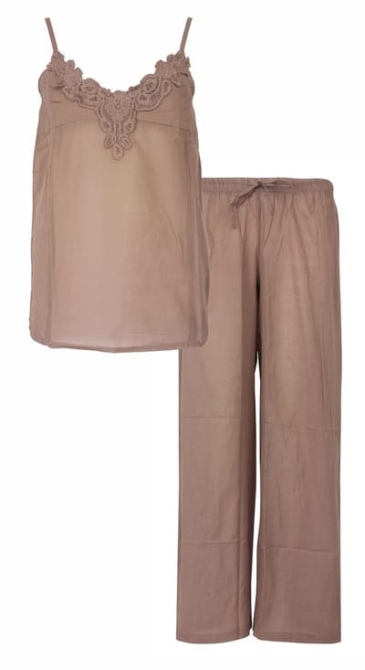 Irresistible Dames Pyjama - Spaghetti Bandjes - Taupe - Maat S