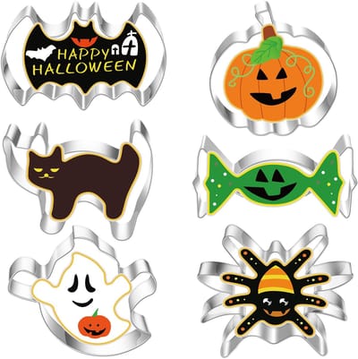 Dailygoods- Uitsteekvormen Set van 6 - Halloween Uitsteekvormen - Koekjessnijders - Roestvrij Staal - Veiligheidsmateriaal - Diverse Koekjesvormen - Koekjessnijder