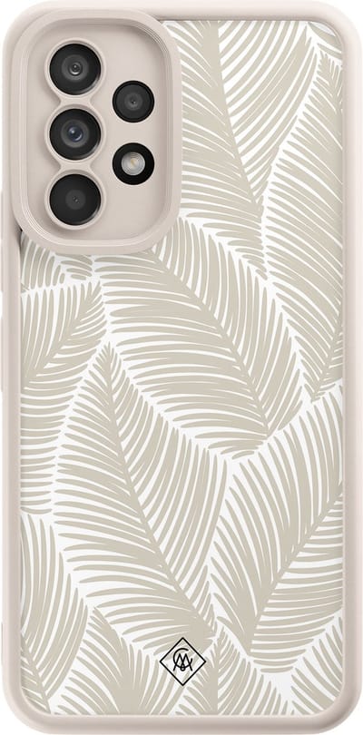 Casimoda® hoesje - Geschikt voor Samsung Galaxy A53 - Palmy Leaves Beige - Zwart TPU Backcover - Natuur - Bruin/beige