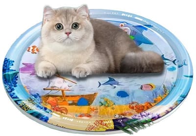 Watermat voor huisdieren – Koelmat voor honden en katten – Opblaasbare speelmat – Inclusief handpomp – PVC-materiaal – Ideaal voor verkoeling en waterspel in de zomer – Diameter 100 cm – Oceaanpatronen