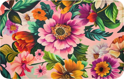 Badmat 80x50 cm - Antislip - Bloemen - Kleurrijk - Roze - Badmatten voor badkamer - Badkamermat - Douchemat - Badkamer mat