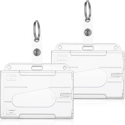 Badgehouders met sleutelhanger - Kaarthouders Set - Veilig Id Tonen - Stevig Polycarbonaat - Set van 2 - Transparant