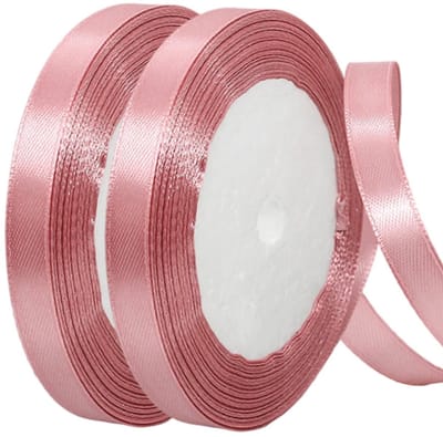 Dailygoods- Satijnen Linten Bontroze 10mm - Cadeaulint - Cadeaustrik - Sierlint - Knutselen - Bruiloften - 2 Stuks 22m