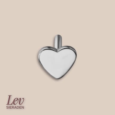 Lev Sieraden - Push pin Labret staafje Hartje - 1.2 x 6mm - Zilver kleurig - Titanium - Verwiselbaar labret staafje - Push pin labret base Heart