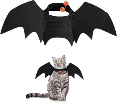 Halloween Kostuum voor Katten met Bat Wings en Pompoen Bubbels - Perfect voor Feestdagen en Verkleedpartijen