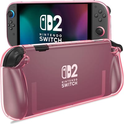 Hoesje Geschikt voor Nintendo Switch 2 - TPU Back Cover Case - Flexibel en Schokbestendig Materiaal - Ergonomisch Ontwerp - Transparant Roze