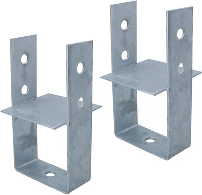 Paalanker U-beugel - Betonanker paal - Stevig plaatsen palen - Gegalvaniseerde afwerking - 100x100 mm - Zilverkleurig