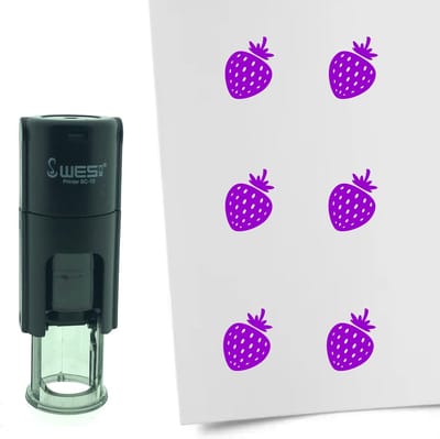 CombiCraft Stempel Aardbei 10mm rond - Paarse inkt