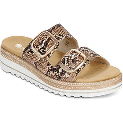 Remonte D0Q66-25 Slippers Slangenprint Bruin Leer Dames - Bruin Slangenprint - 39