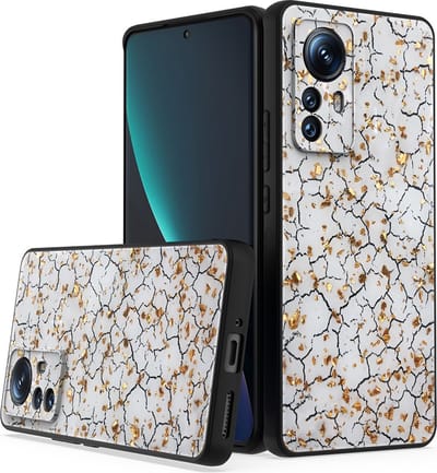 LuxeBass Siliconen hoesje met print geschikt voor Xiaomi 12 - Marmer Broken White - telefoonhoes - gsm hoes - telefoonhoesje