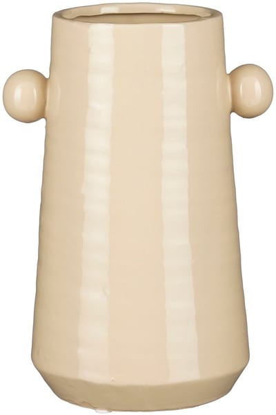 Mica Decorations Melle Vaas Beige - Uniek Design met Strepen & Knopjes