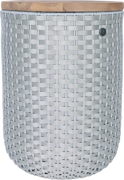 Poef met opbergruimte - Opberger - Opbergpoef - Zitpoef - Krukje - Bijzettafel - Duurzaam - Hand gevlochten - Handed By Halo SIT -- lichtgrijs - flint grey