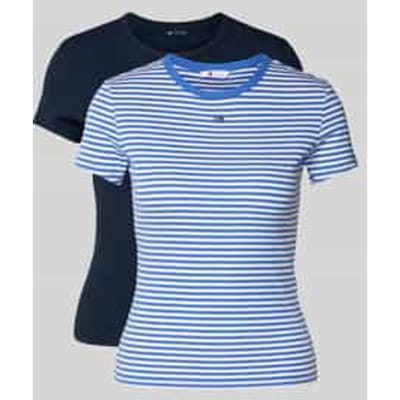 slim fit T-shirts van katoenmix in set van 2