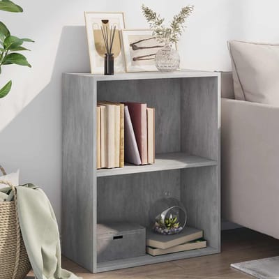 vidaXL - Boekenkast - met - 2 - schappen - 60x30x76,5 - cm - bewerkt - hout - betongrijs